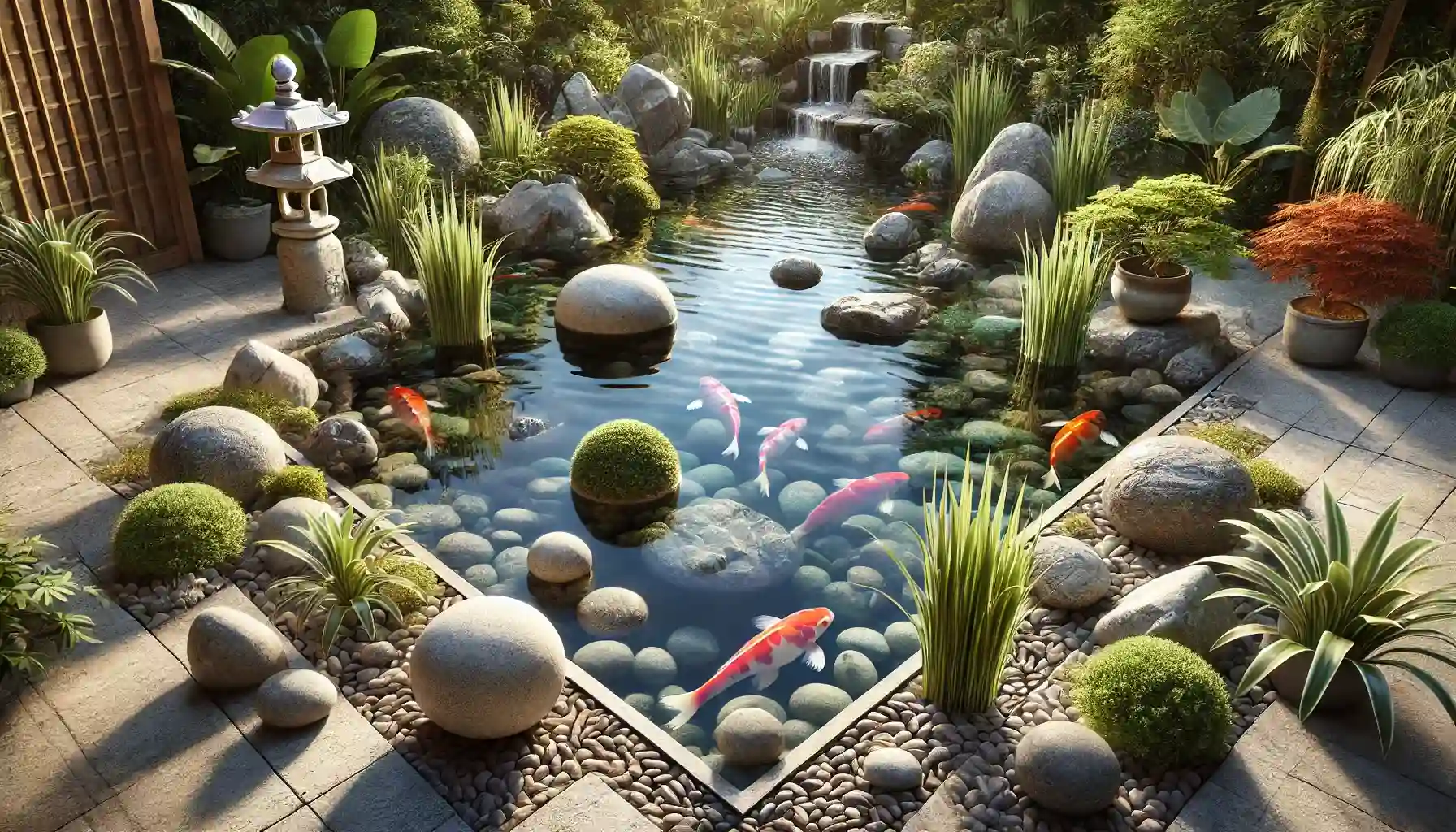 koi pond Rocks